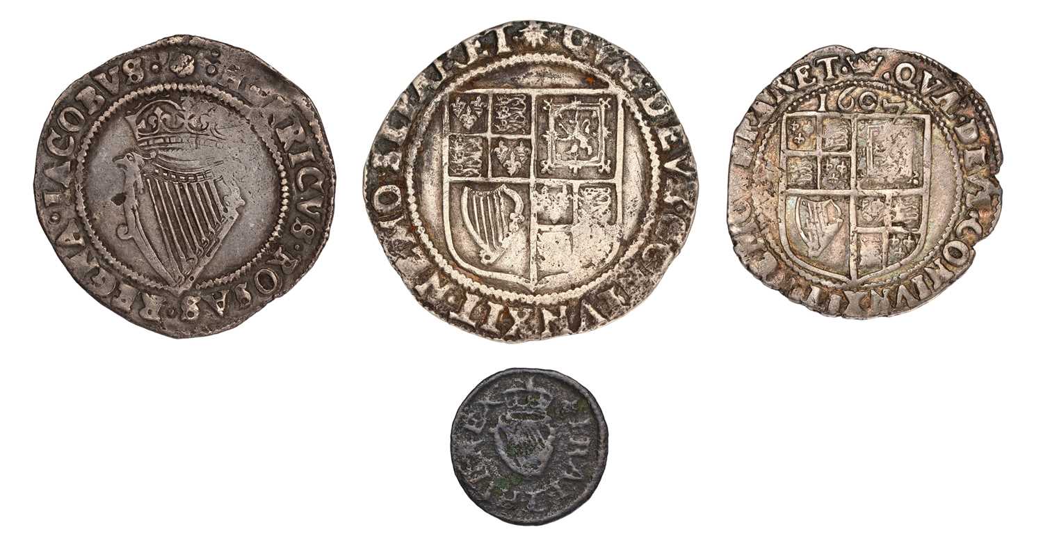 4x James I Coins, comprising: shilling, second coinage, 5.06g, mm. escallop, fourth bust (S.2655), - Image 2 of 2