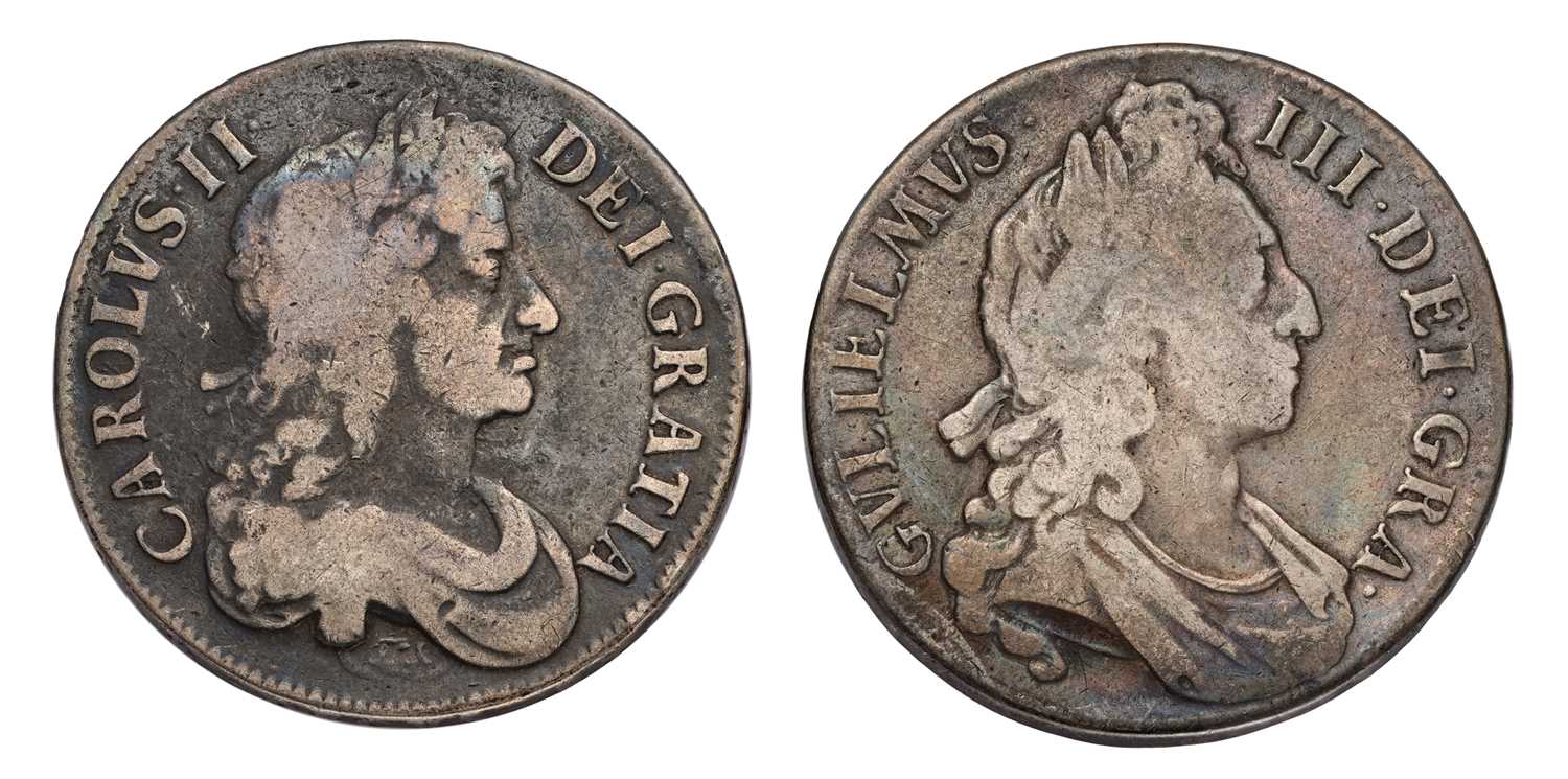 Charles II, Crown 1677, V.NONO, third draped bust (Bull 398, ESC 52, S.3358) traces of inverted