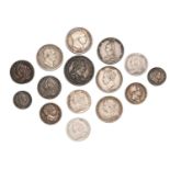 Mixed 18th and 19th Century Silver Coinage; 15 coins comprising: George II, 5x sixpences, (3x)