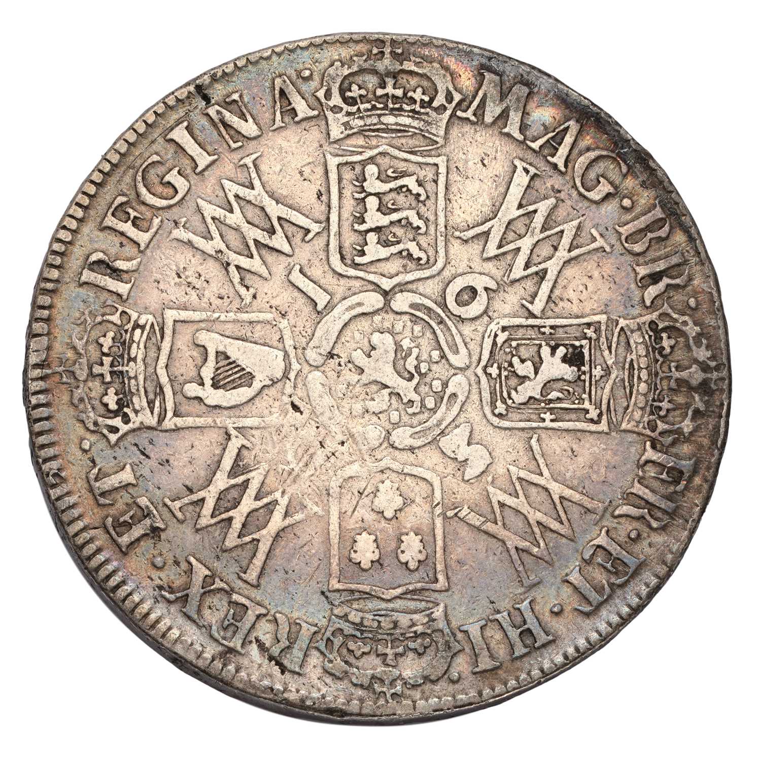 William and Mary, Halfcrown 1693, QVINTO, 3/ inverted 3, no stop after GRATIA, (Bull 857, ESC 521, - Image 2 of 2