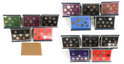 15x UK Proof Sets, comprising; 1970, 1971, 1972, 1973, 1974, 1975, 1978, 1979, 1980, 1981, 1982,