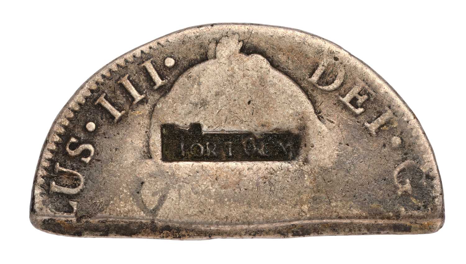 Virgin Islands, Tortola, Half Dollar 1801, 13.45g, type 1, half cut section of Spanish Empire,