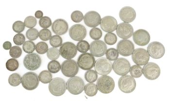 Pre-1947 Shillings and Halfcrowns, together with a small number of pre-1920 silver coins; net weight