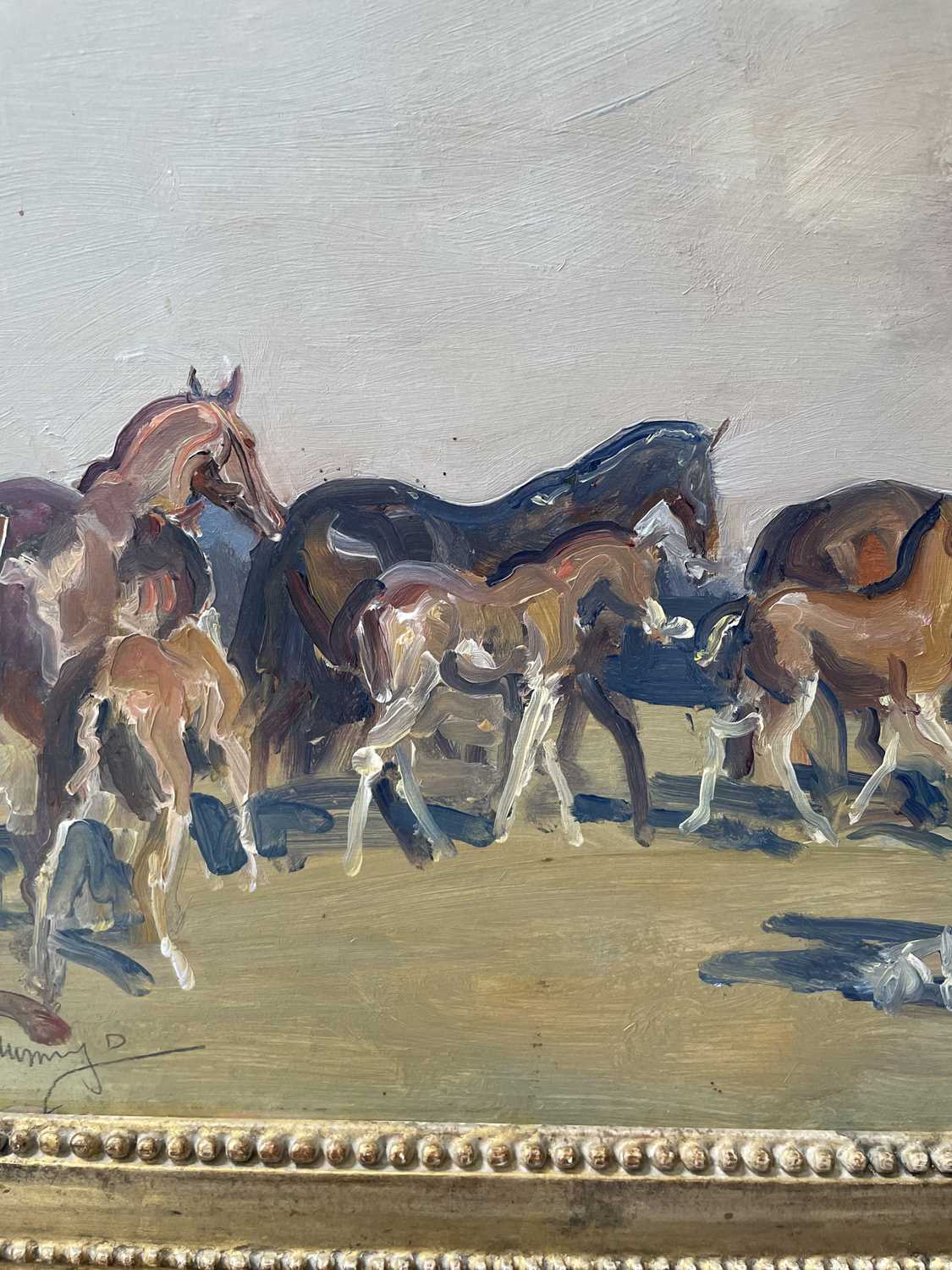 Sir Alfred Munnings KCVO, PRA, RI (1878-1959) "Lord Astor on shooting stick with horses" Signed ( - Image 18 of 43