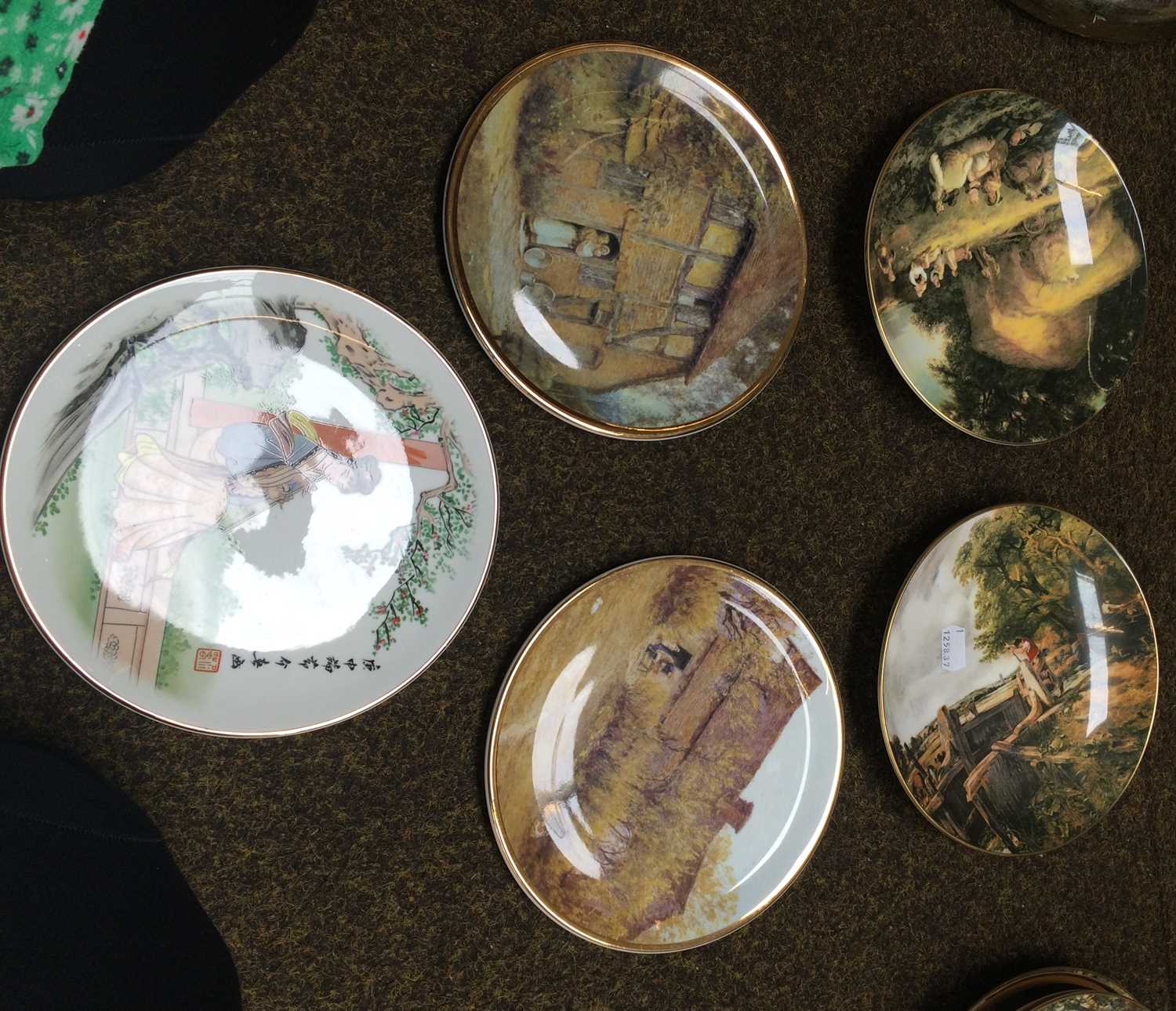 An Edwardian Opaque Glass Table Lustre, decorated with a portrait, together with a collection of - Image 6 of 9