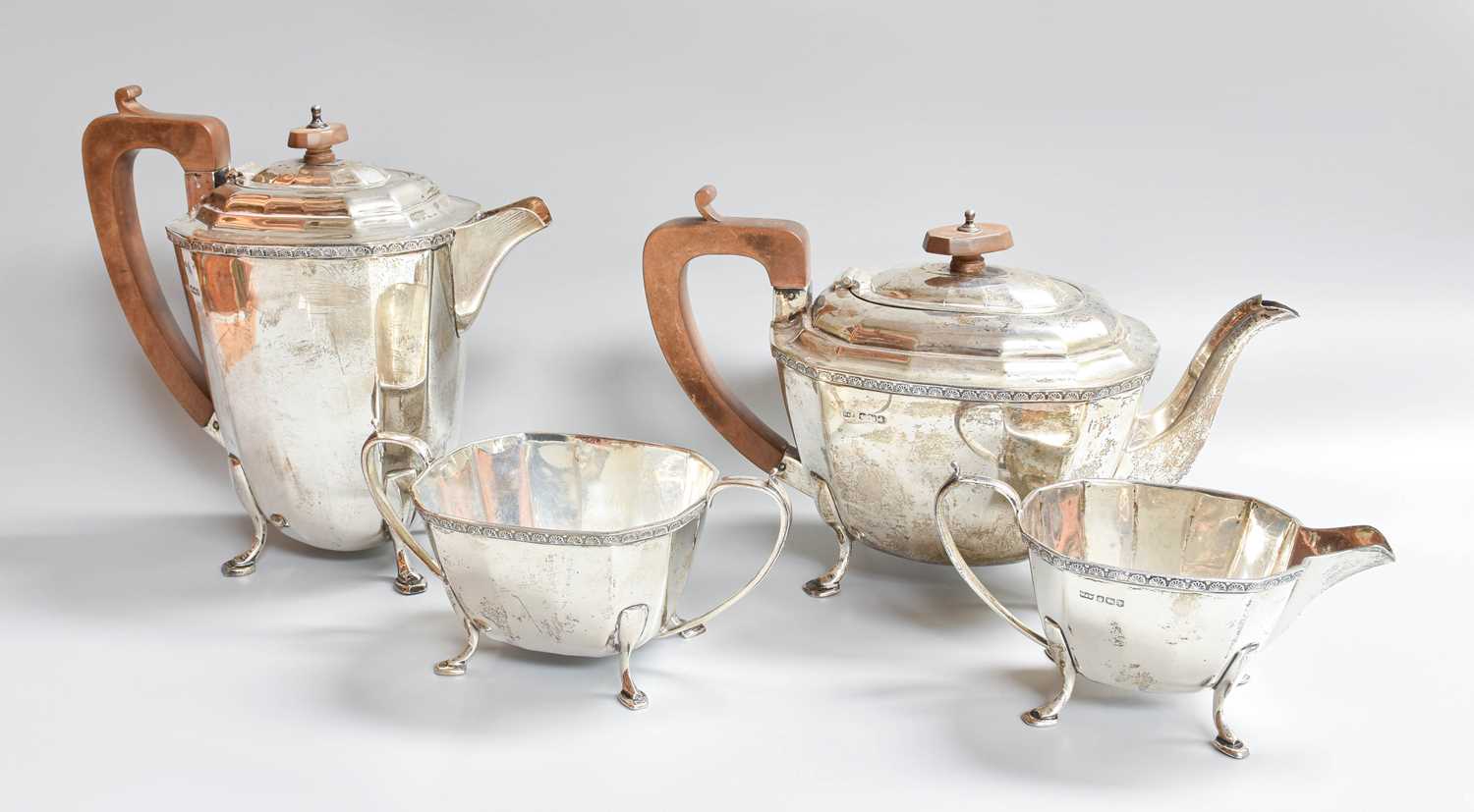 A Four-Piece George V Silver Tea-Service, by Mappin and Webb, Sheffield, 1928, 1930 and 1932, each