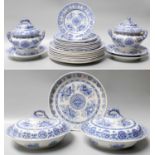 A Spode Pearlware Part Dinner Service, circa 1820, printed in underglaze blue in the "Trophies