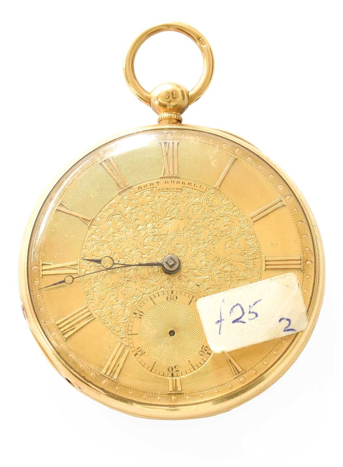 An 18 Carat Gold Open Faced Duplex Pocket Watch, signed Robert Roskell, Liverpool, duplex movement