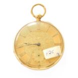 An 18 Carat Gold Open Faced Duplex Pocket Watch, signed Robert Roskell, Liverpool, duplex movement