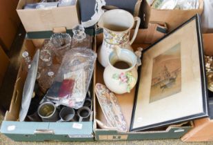 Two Boxes of Assorted Including, a Clarice Cliff jug, 18th century Chinese porcelain dish, Art and