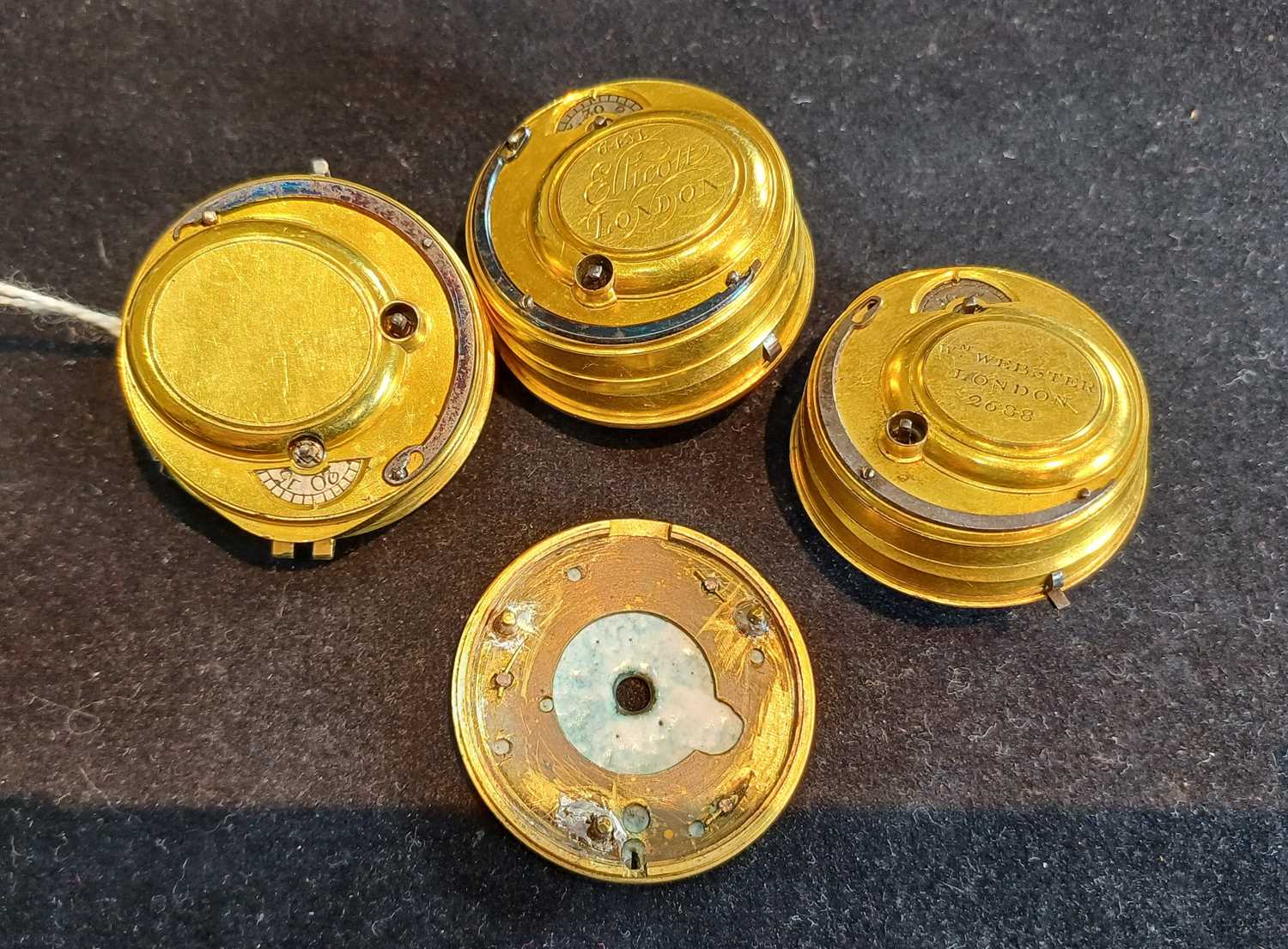 Three 18th Century Pocket Watch Movements, signed Ellicott, London, single chain fusee cylinder - Image 2 of 3