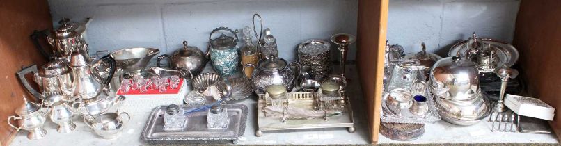 A Collection of Assorted Silver Plate, including two differing inkstands; a silver plate mounted