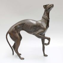 Bronze Model of a Greyhound The model is reproduction, 30cm high, 25cm long Some light surface