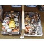 Two Boxes of Miscellaneous, including three Parian Ware busts, two Staffordshire figures and other