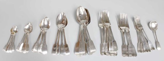 A Collection of George IV and Later Silver Flatware, most pieces marked for Newcastle, Fiddle