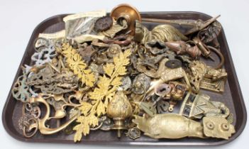 A Collection of Assorted Brass, Ormolu and Gilt Metal Door Furniture Decorative Mounts, furniture