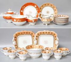 Early 19th Century English Porcelain Teawares, from two services, probably Ridgeway including,