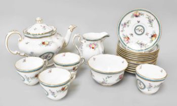 A Spode Porcelain "Trapnell" Pattern Twelve Place Tea Service, comprising: Teapot 2 Milk Jugs 2