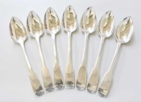 A Set of Seven George III Scottish Silver Table-Spoons, by Lindsay Beech, Edinburgh, 1811, Fiddle