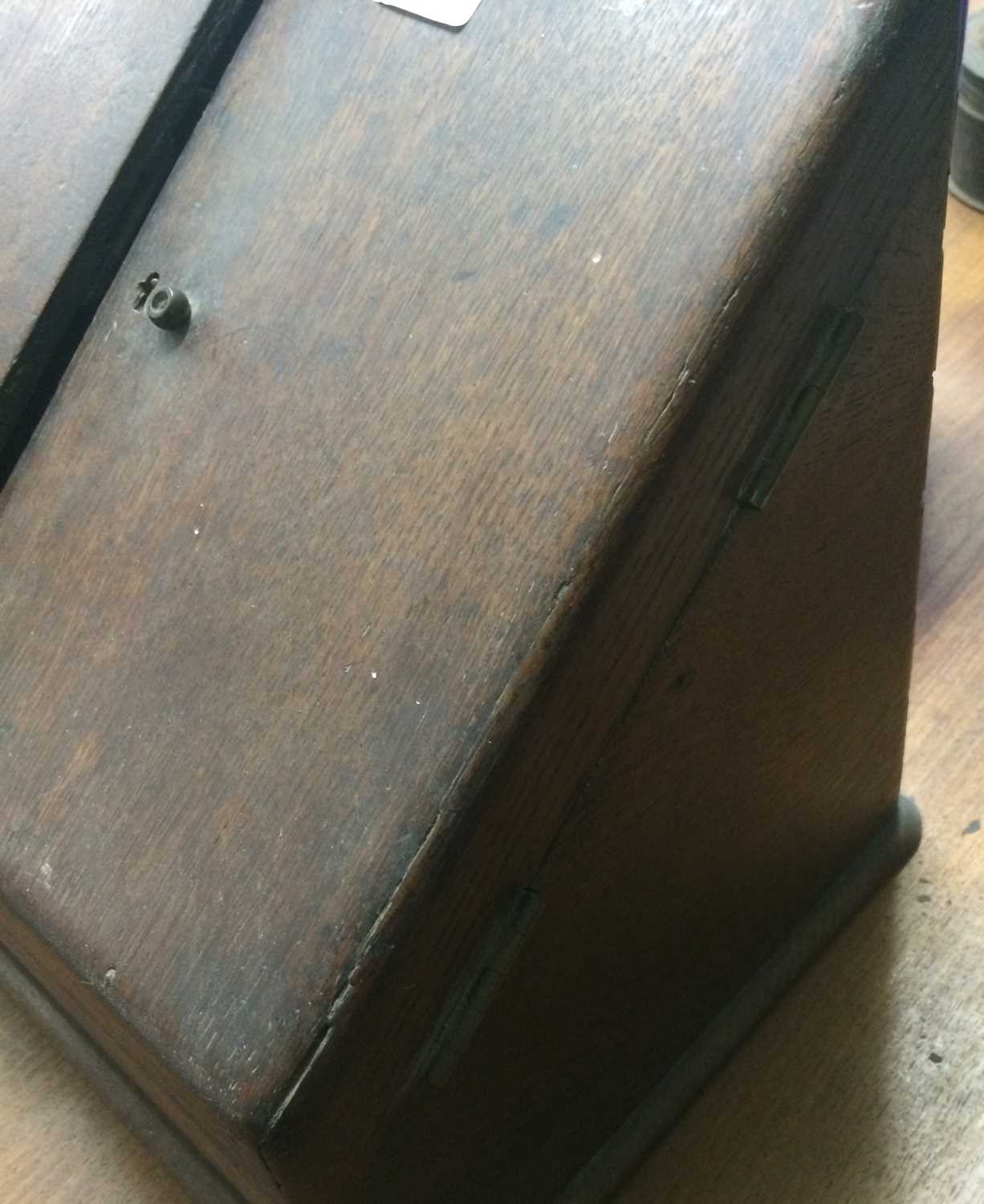 A 19th Century Oak Table Top Stationary Cabinet, toleware spice tin, blue glass chemists jar and - Image 3 of 20