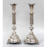 A Pair of Russian Silver Candlesticks, Cyrillic Makers Mark, St. Petersburg, Circa 1900, each