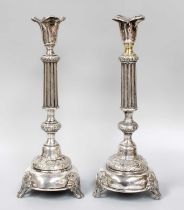 A Pair of Russian Silver Candlesticks, Cyrillic Makers Mark, St. Petersburg, Circa 1900, each