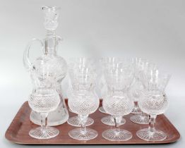 A Part Suite of Edinburgh Crystal in the Thistle Pattern, comprises: 3 various decanter claret