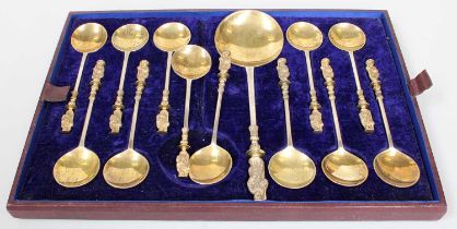 A Set of Twelve Victorian Parcel-Gilt Silver Apostle-Spoons and a Matching Serving-Spoon, by Richard