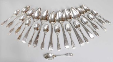 A Collection of George III and Later Silver Flatware, Newcastle, comprising 4 Old English pattern