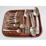 A Collection of George III and Later Silver Flatware, various patterns, weighable silver 32oz