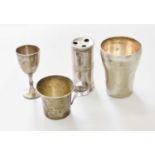 A Collection of Assorted Silver and Silver Plate, the silver comprising a pen-holder, maker's mark