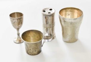 A Collection of Assorted Silver and Silver Plate, the silver comprising a pen-holder, maker's mark