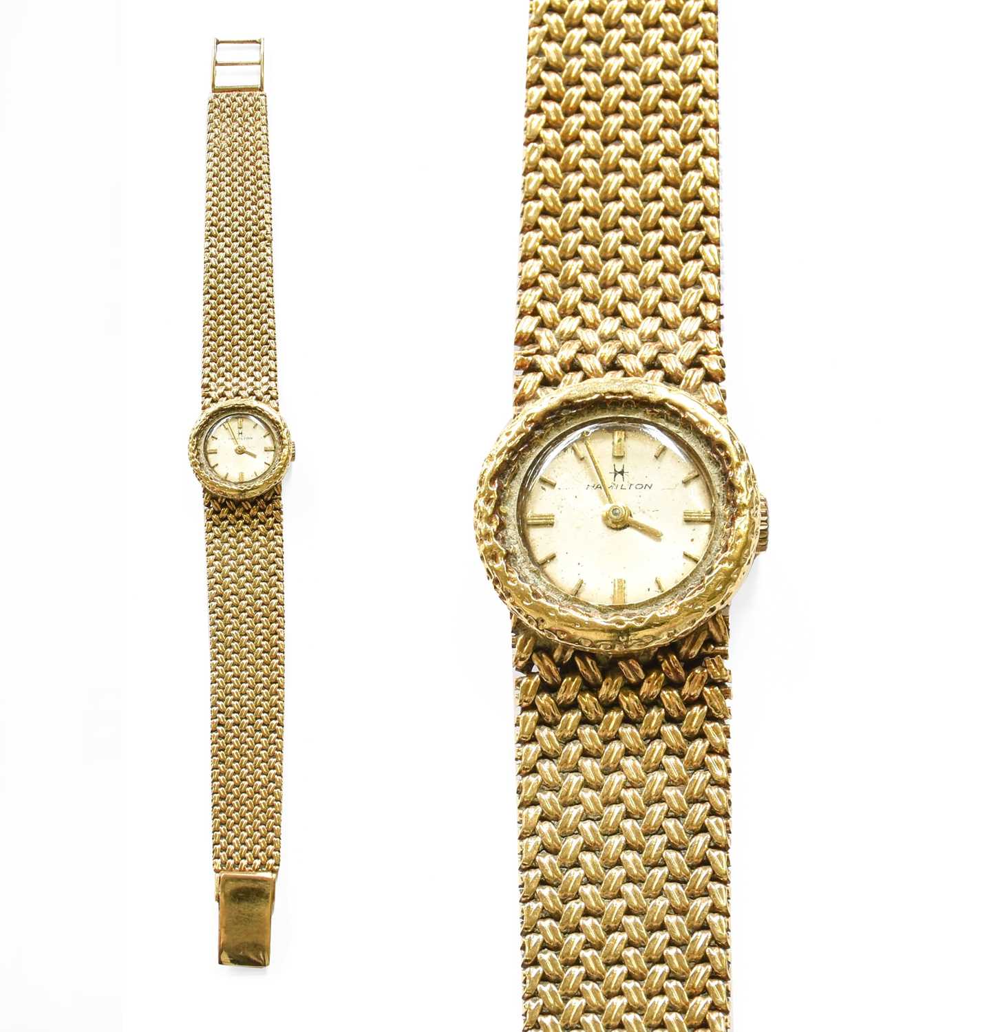 A Lady's 9 Carat Gold Hamilton Wristwatch, 9 carat gold integral bracelet Gross weight - 30 grams