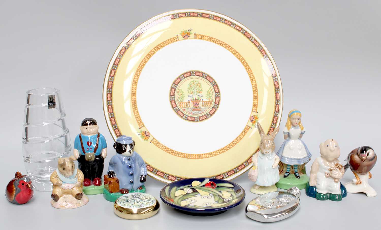 A Moorcroft Plaque, Caithness Bowl, Various Ceramic Figures, including Wade and Royal Albert, enamel - Bild 2 aus 3