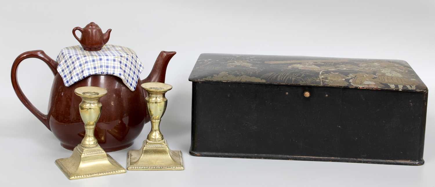 A Group of Assorted Items Including, a Japanese lacquered box, kidney form tray, three blue and - Image 2 of 5