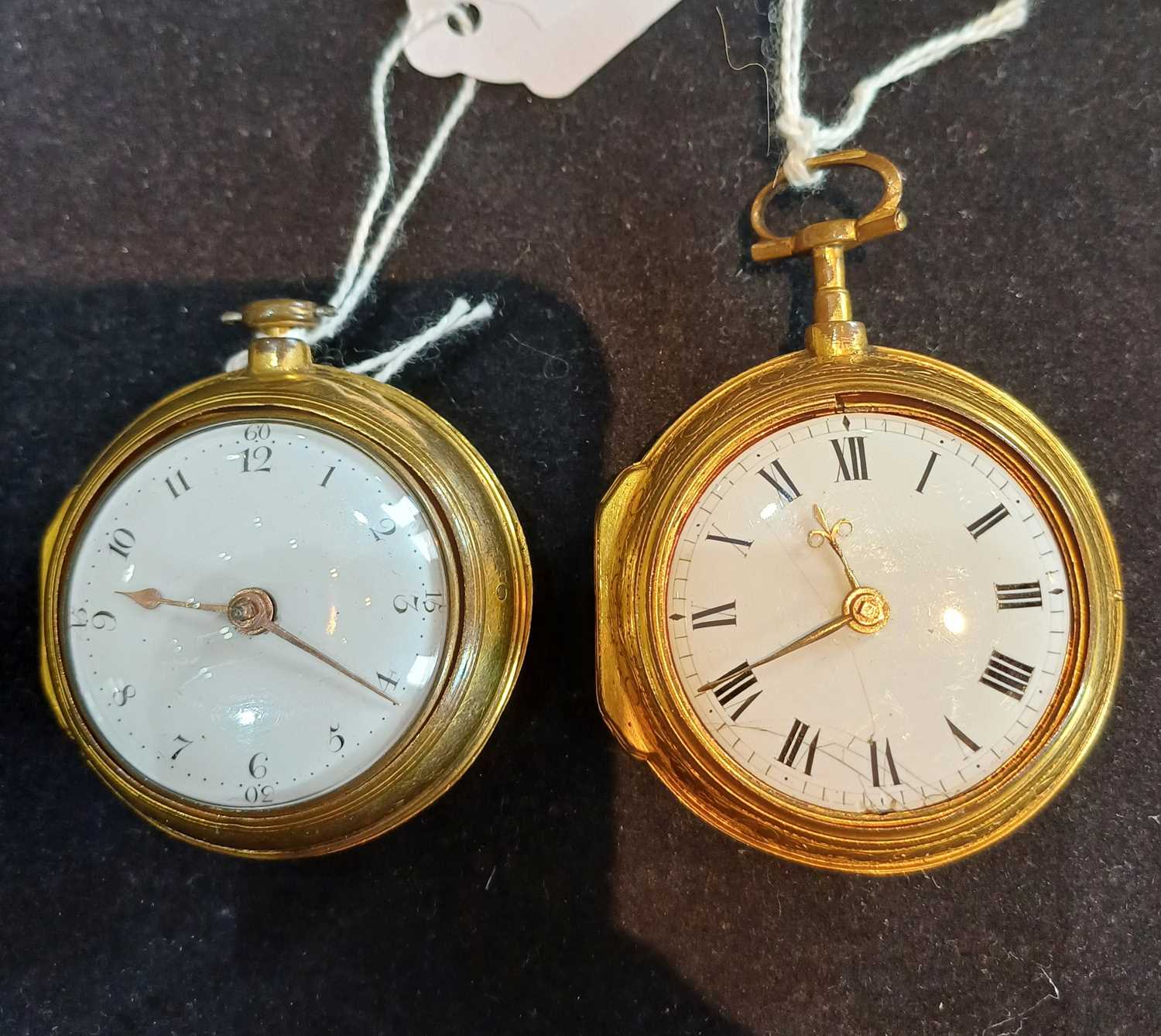 Two Gilt Metal Pair Cased Verge Pocket Watches, signed Hughes, London, Late 18th Century, single - Image 2 of 3
