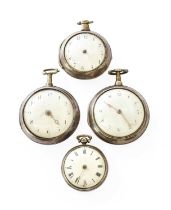 Four Silver Pocket Watches, Comprising of, a Pair Cased Verge Pocket Watch, signed Alexr
