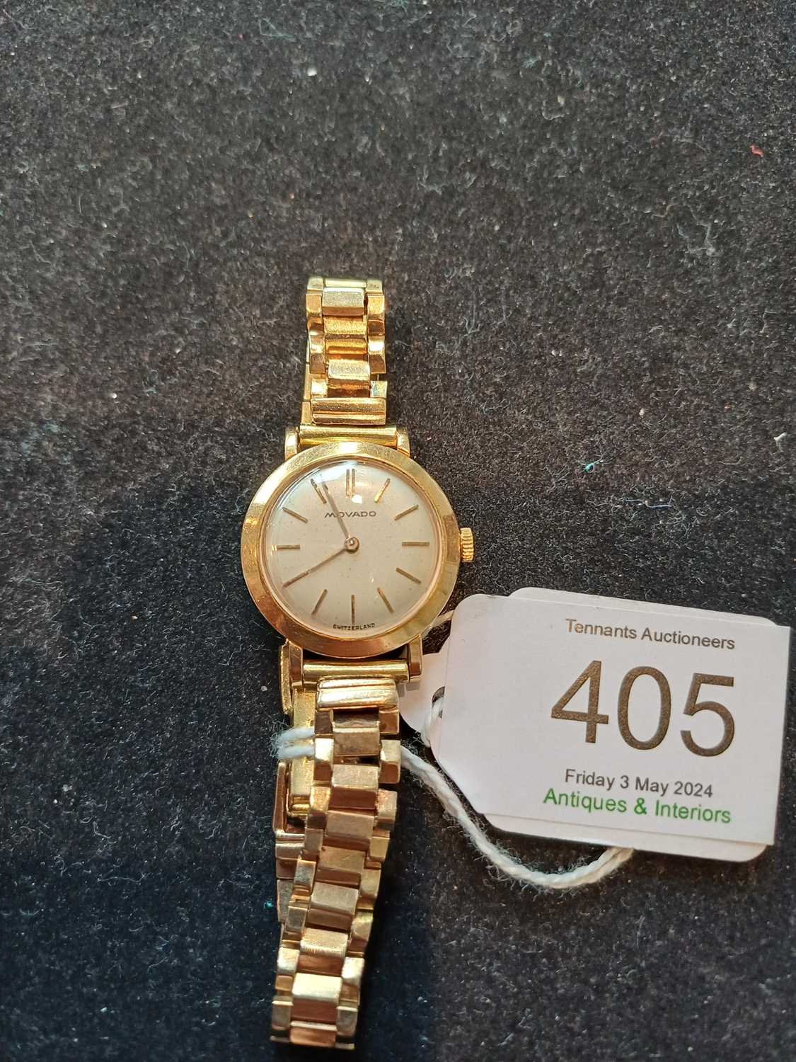 A Lady's 18 Carat Gold Movado Wristwatch, later bracelet with clasp stamped 14k Total weight - 25. - Image 4 of 6