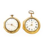 Two Gilt Metal Pair Cased Verge Pocket Watches, signed Hughes, London, Late 18th Century, single