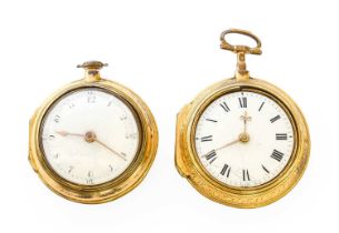 Two Gilt Metal Pair Cased Verge Pocket Watches, signed Hughes, London, Late 18th Century, single