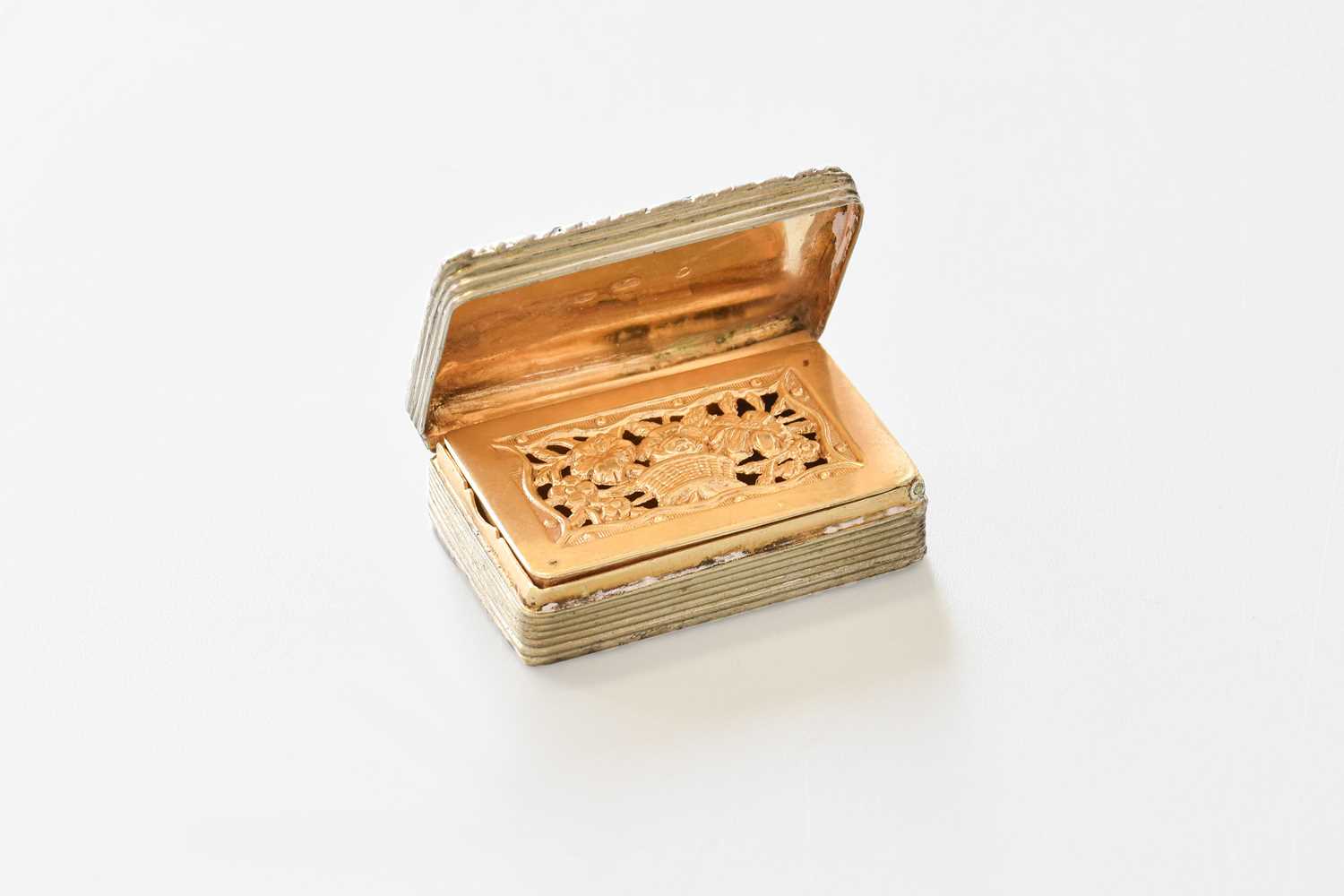 A Victorian Silver Vinaigrette, by James Collins, Birmingham, 1837, oblong, the hinged cover, base - Image 2 of 2