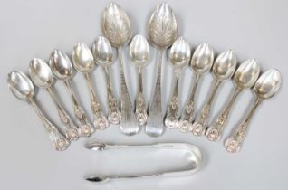 A Collection of Assorted George III and Later Silver Flatware, comprising a pair of George III Old