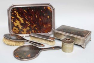 A George V Silver and Tortoiseshell Jewellery-Box, by Percy James Finch, Birmingham, 1922, oblong