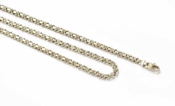 A 9 Carat White Gold Fancy Link Necklace and Bracelet, length 42.5cm and 19.7cm Gross weight 30.2