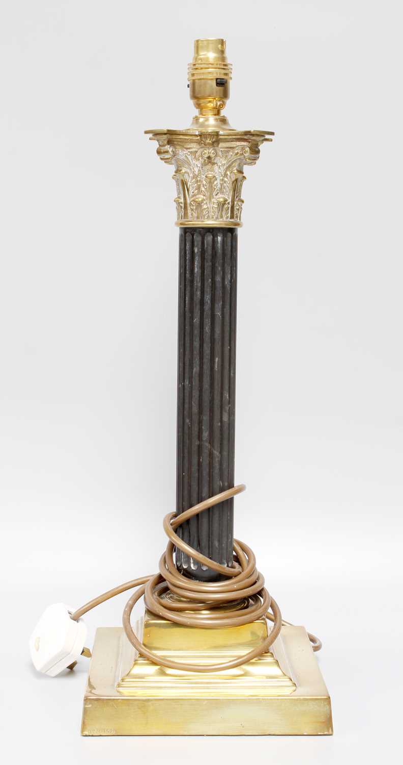 A Brass Mounted Corinthian Column Tablelamp Base, 42cm to fitting