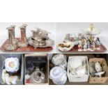 Miscellaneous Decorative Items, including a Sitzendorf monkey band, silver plated bottle coasters,