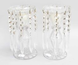 A Pair of 19th Century Cut Glass Table Lustres, 19cm high (2)