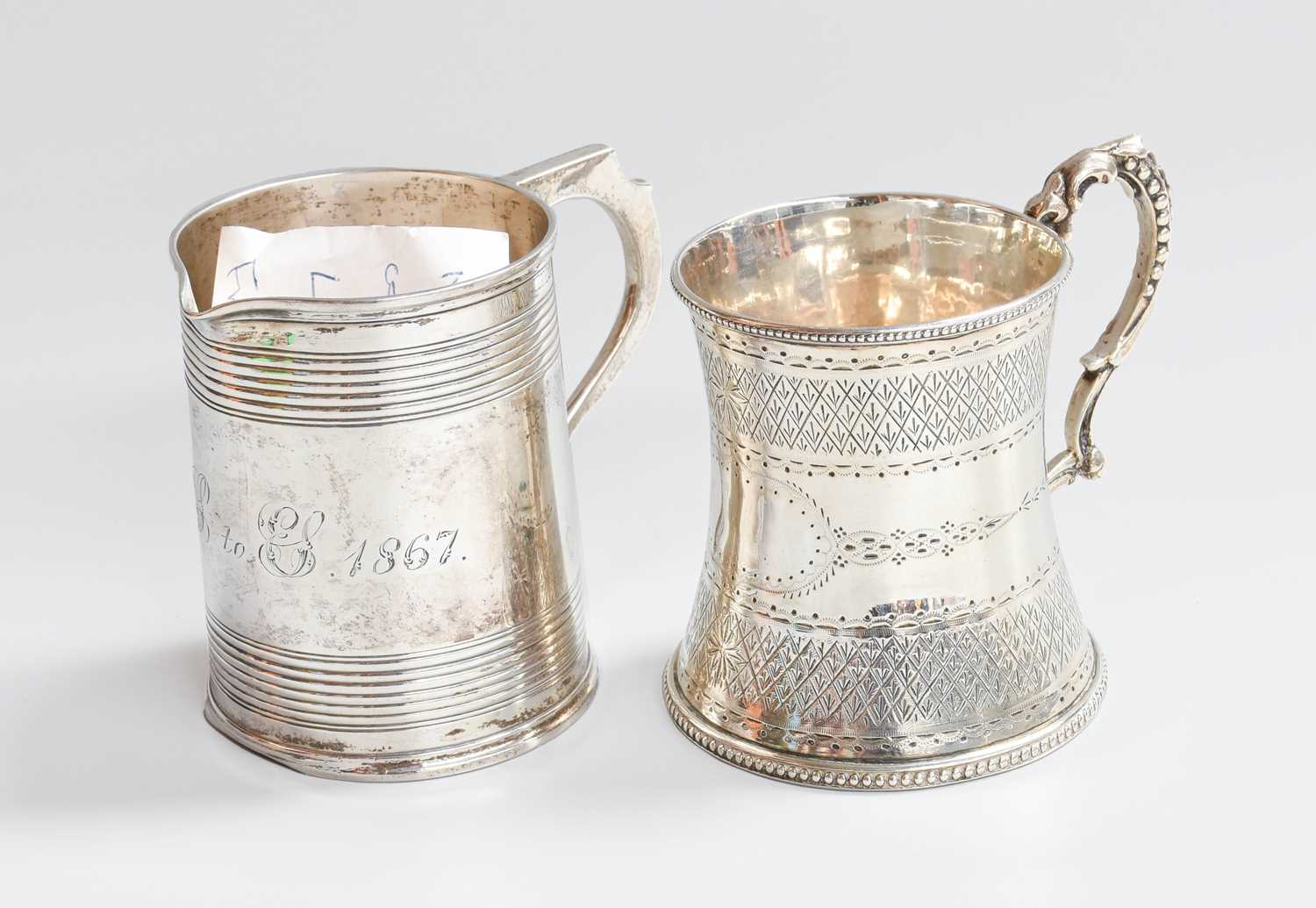 A Victorian Silver Christening-Mug, by Thomas Smily, London, 1866, centrally waisted and with beaded