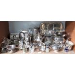 A Collection of Assorted Silver Plate, including various tea and coffee-wares, a chamber-