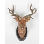Cold Painted Metal Model of a Stags Head, probably Austrian